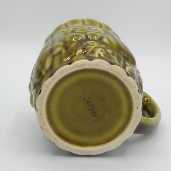 Japan Ceramic Embossed Relief Fruit Grapes Pears Avocado Green Tea Cup Mug Vtg - Picture 8 of 11